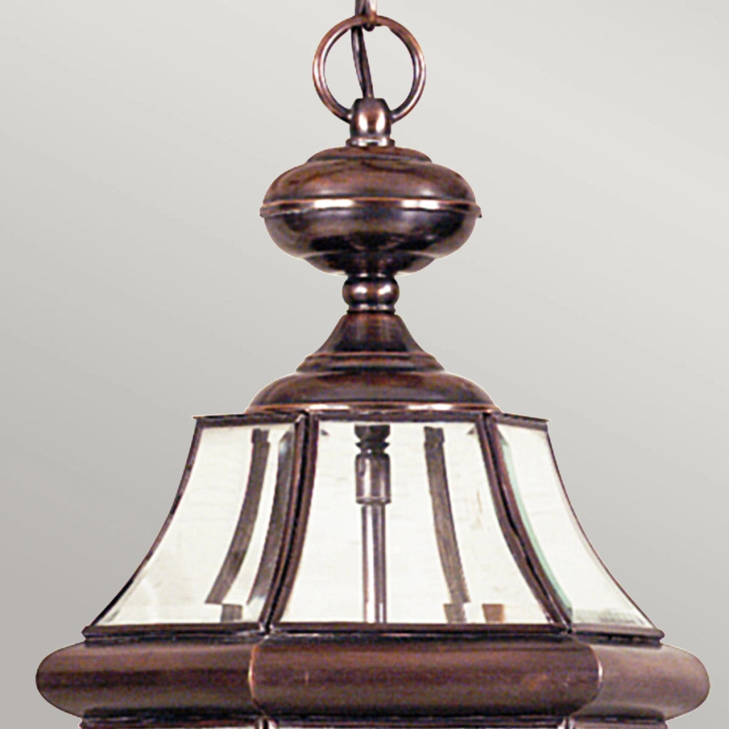 Lampada a sospensione esterna Newbury Quoizel 2xE14 rame