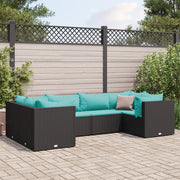 Set Mobili da Giardino 6 pz con Cuscini in Polyrattan Nero 3308252