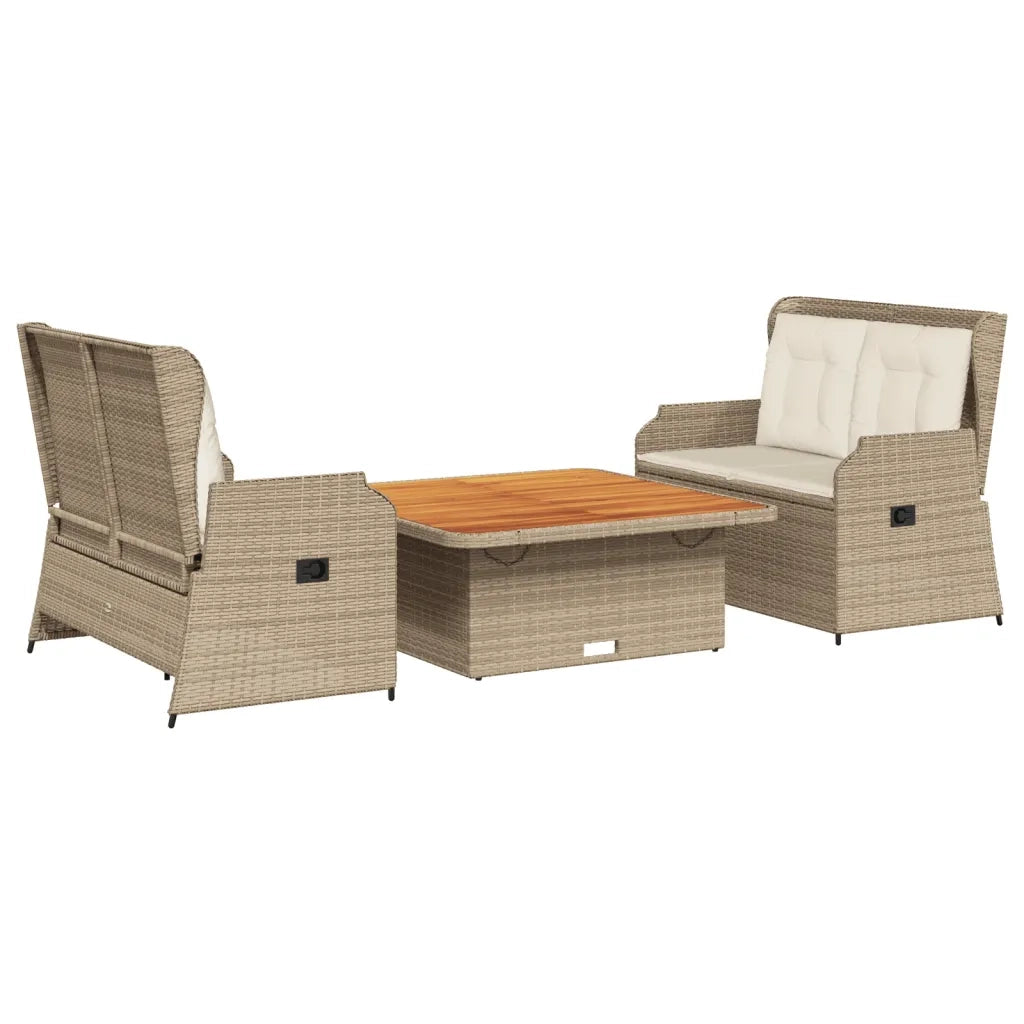 Set Divani da Giardino 3 pz con Cuscini in Polyrattan Beige 3262746