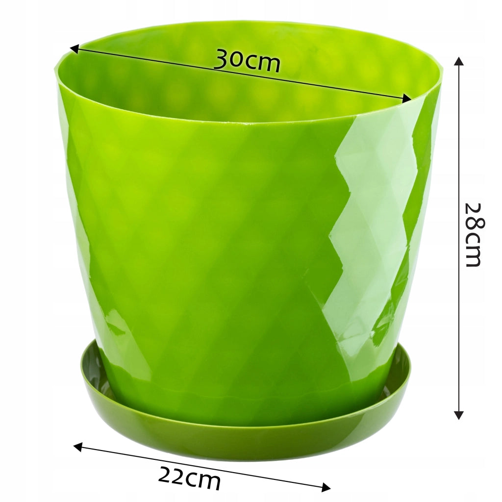 Vaso da fiori KADAX con supporto, coperchio rotondo, plastica, verde, 30 cm