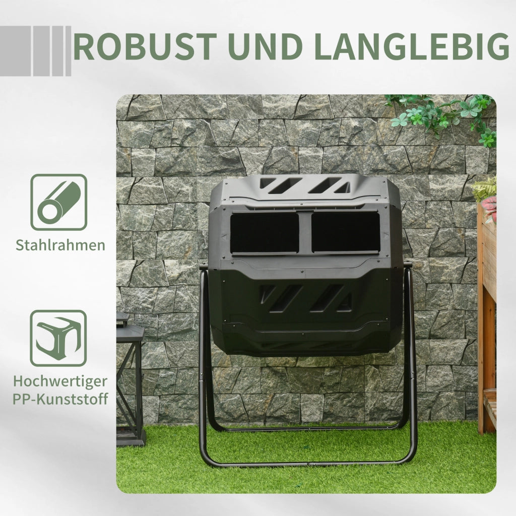 Compostiera 2 Contenitori ¨C Minimal ¨C 160L 71x65x96 Nero