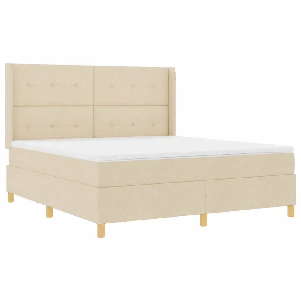 Letto a molle con strisce LED Crema 180 x 200 cm Tessuto 3343712