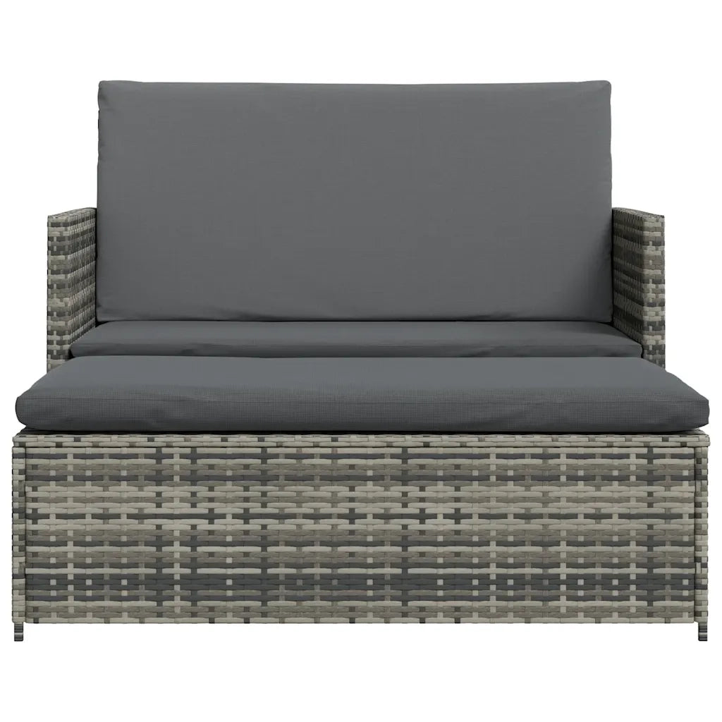 Set Divani da Giardino 2 pz con Cuscini in Polyrattan Grigio 44483