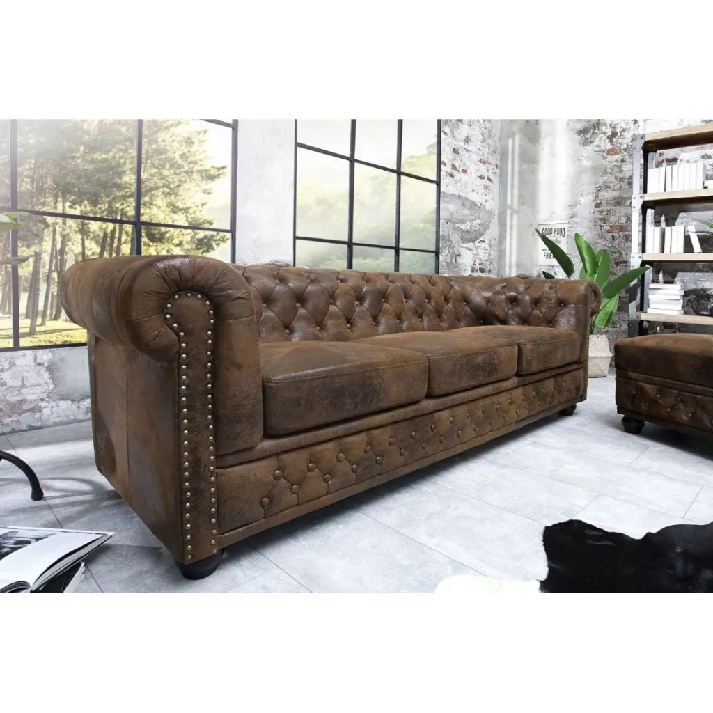Divano dritto EDGAR – Marrone – 3 posti – Stile barocco