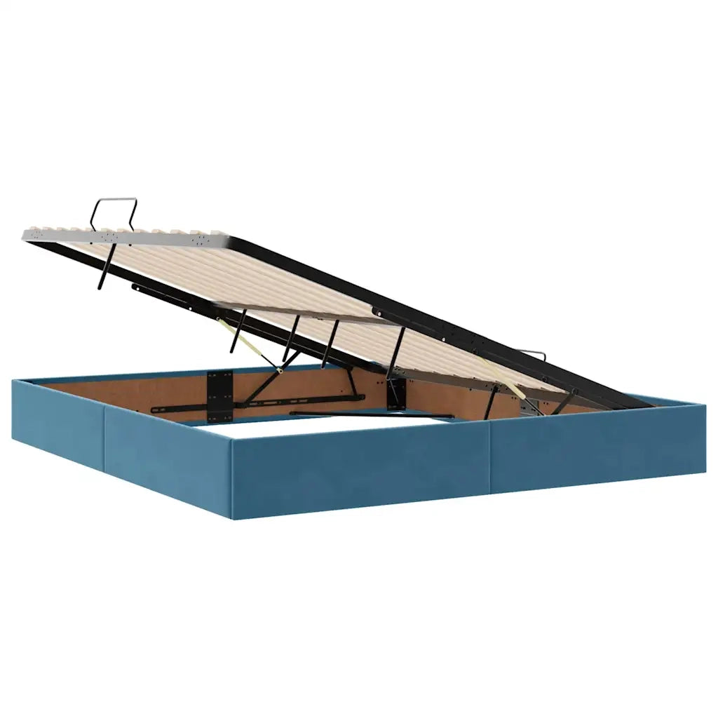 Letto con contenitore e materasso Blu Scuro 160 x 200 cm