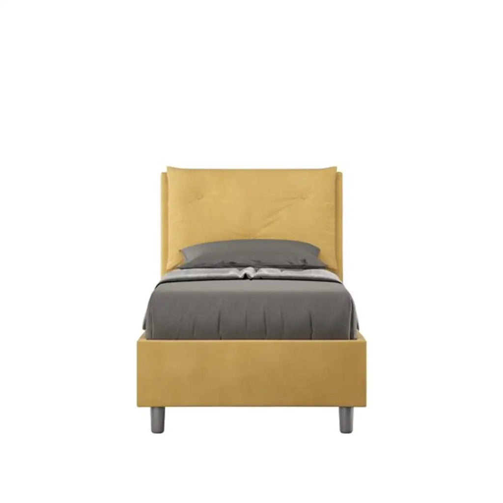 Letto singolo senza rete imbottito 80x190 microfibra ocra Appia