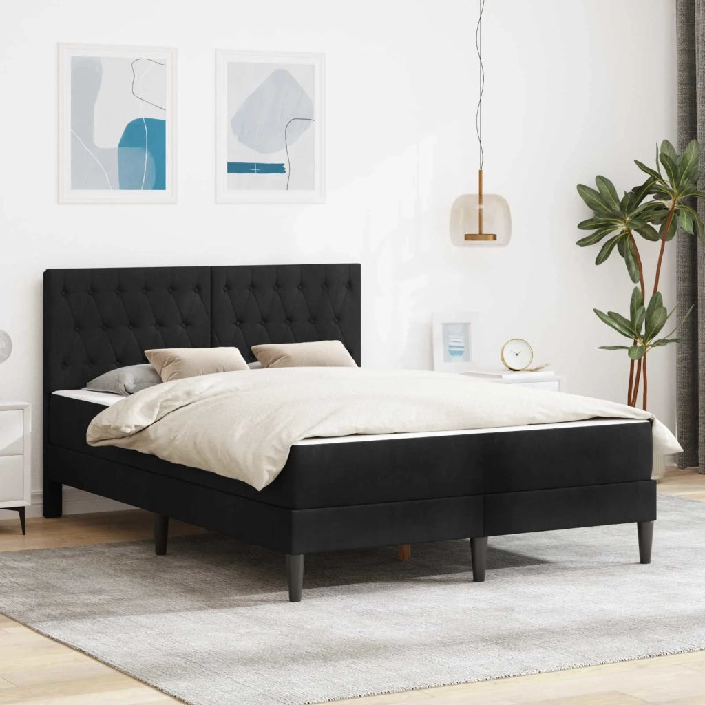 Struttura letto con materasso Nero 120 x 200 cm Velluto 3415046