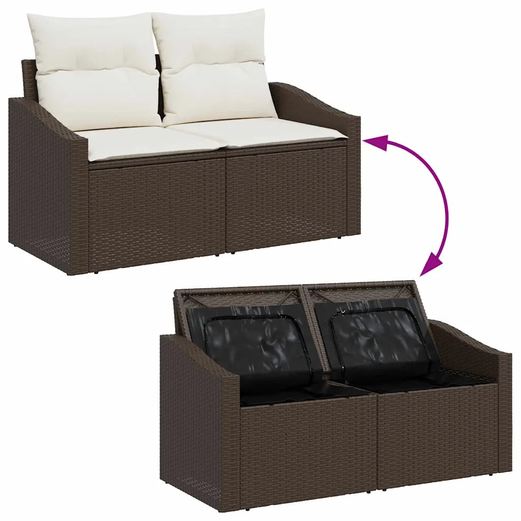 Set di divani con cuscino 7 pcs Marrone e Crema polyrattan 3355287