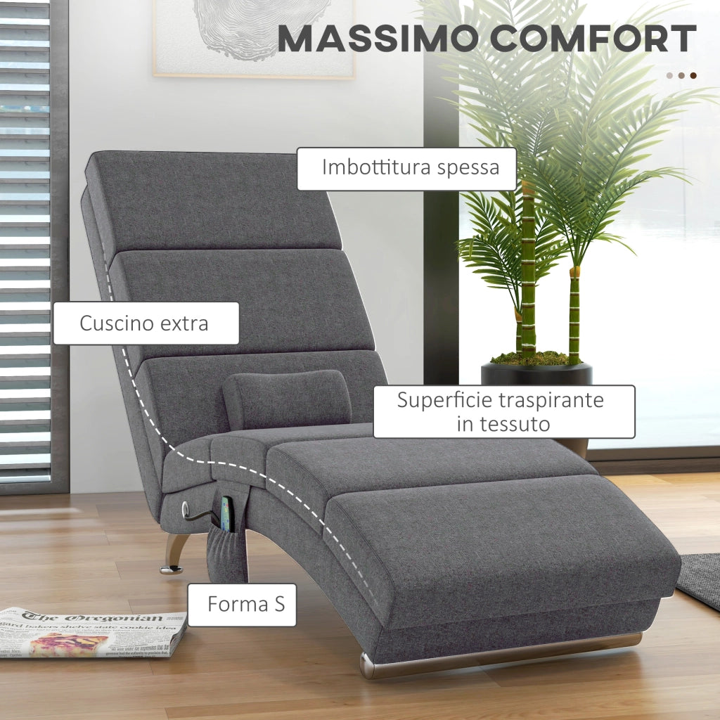 Poltrona Massaggiante Elettrica Riscaldamento Telecomando ¨C Minimal ¨C Grigio
