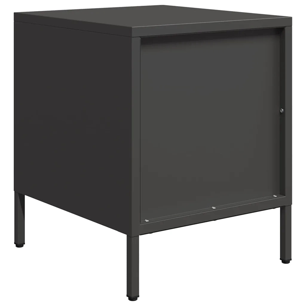 Set di 2 Comodini | Armadio da Notte | Mobiletto da notte Neri 35x39x43,5 cm in Acciaio