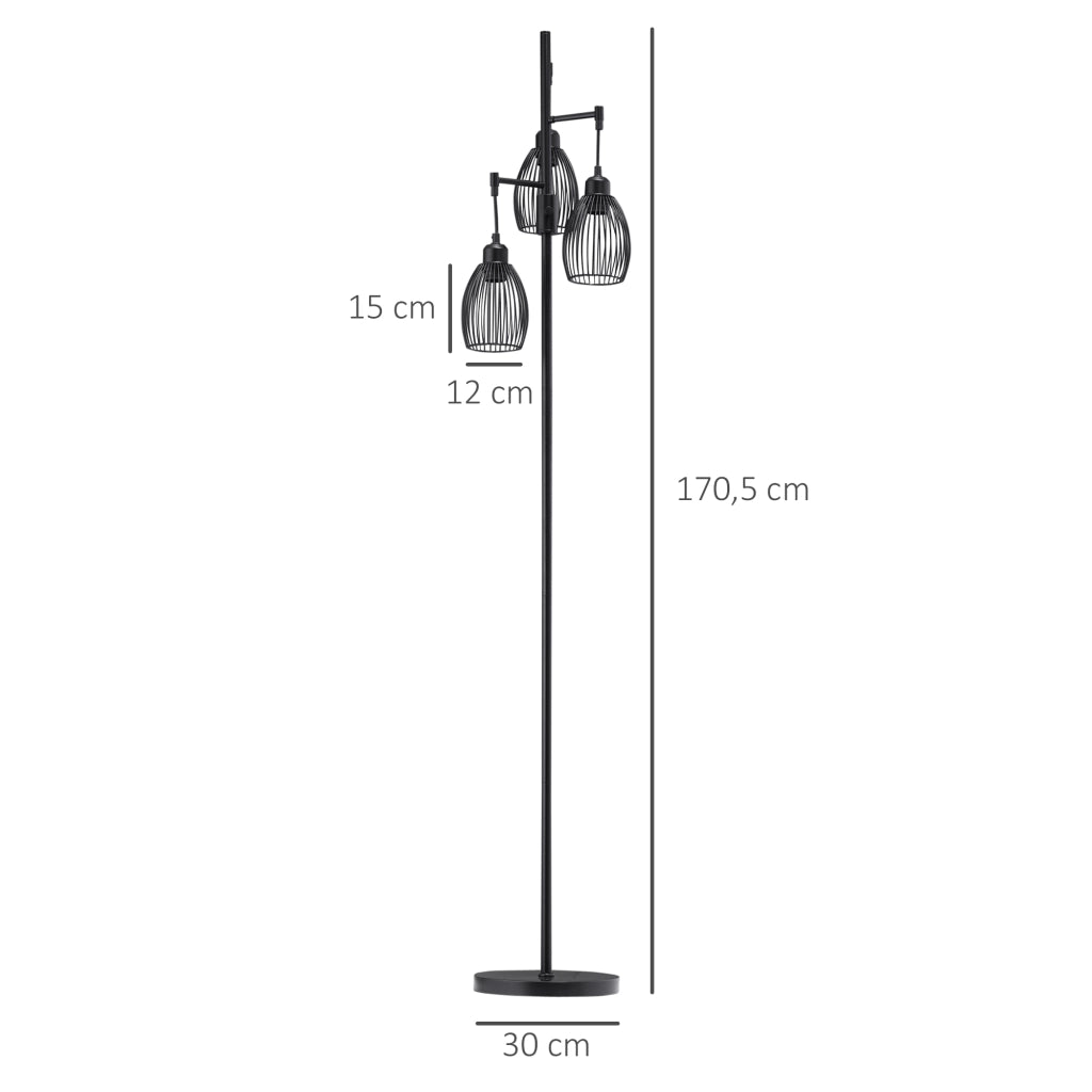 Lampada da Terra Industriale ¨C Zephmum ¨C Nero, Metallo, Regolabile