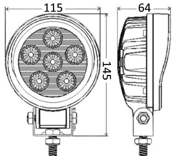 FARO TONDO LED 18W 10-30 Volts nero