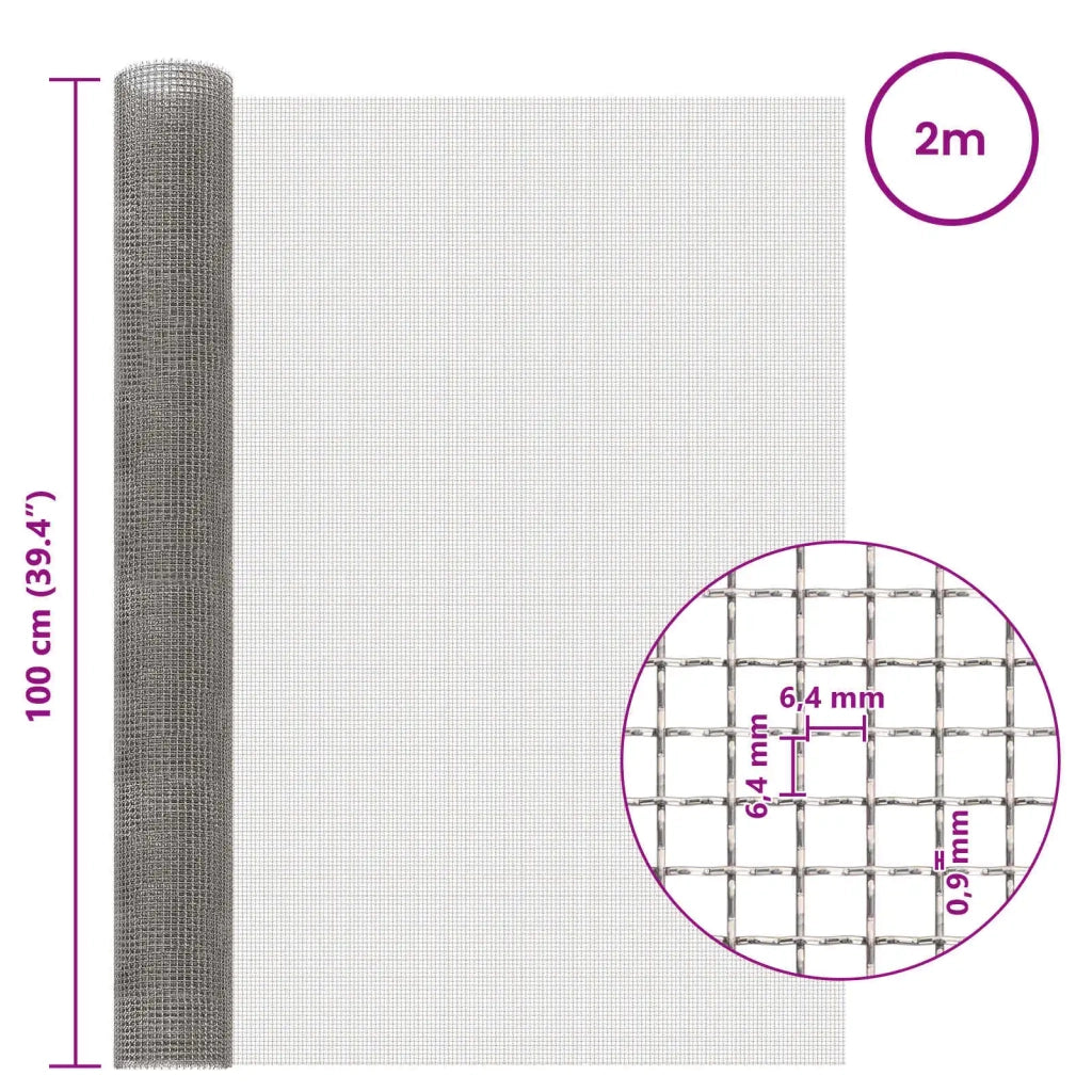 Rete per schermatura 100 x 200 cm 3 Mesh Argento 42039638