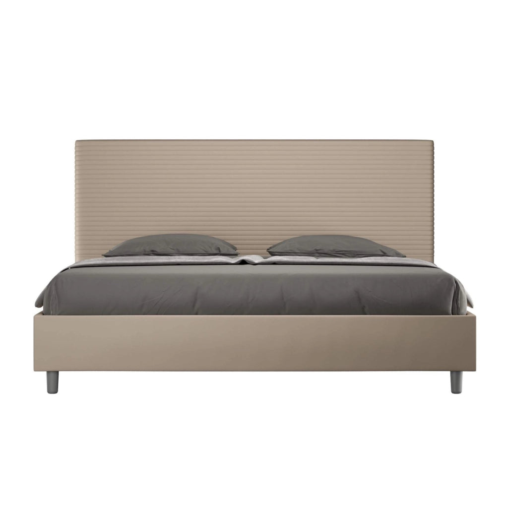 Letto con rete imbottito 180x200 similpelle tortora Focus