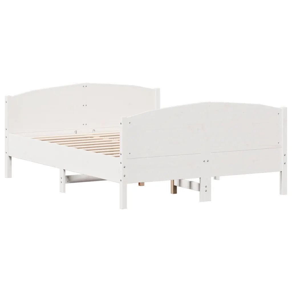 Letto matrimoniale | Letto per adulti | Letto senza Materasso Bianco 120x190 cm Legno Massello di Pino