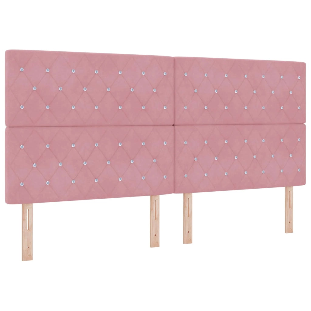 Letto ottomano con materasso con testiera 2 pz Rosa Velluto 3457907