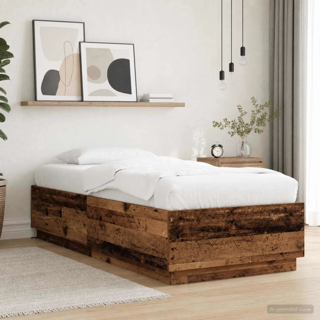 Letto con LED Legno antico 80 x 200 cm Legno ingegnerizzato 3429568
