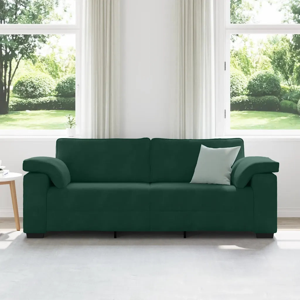 Divano a 3 Posti-Sofa 3 Posti Verde Scuro 178 cm in Velluto