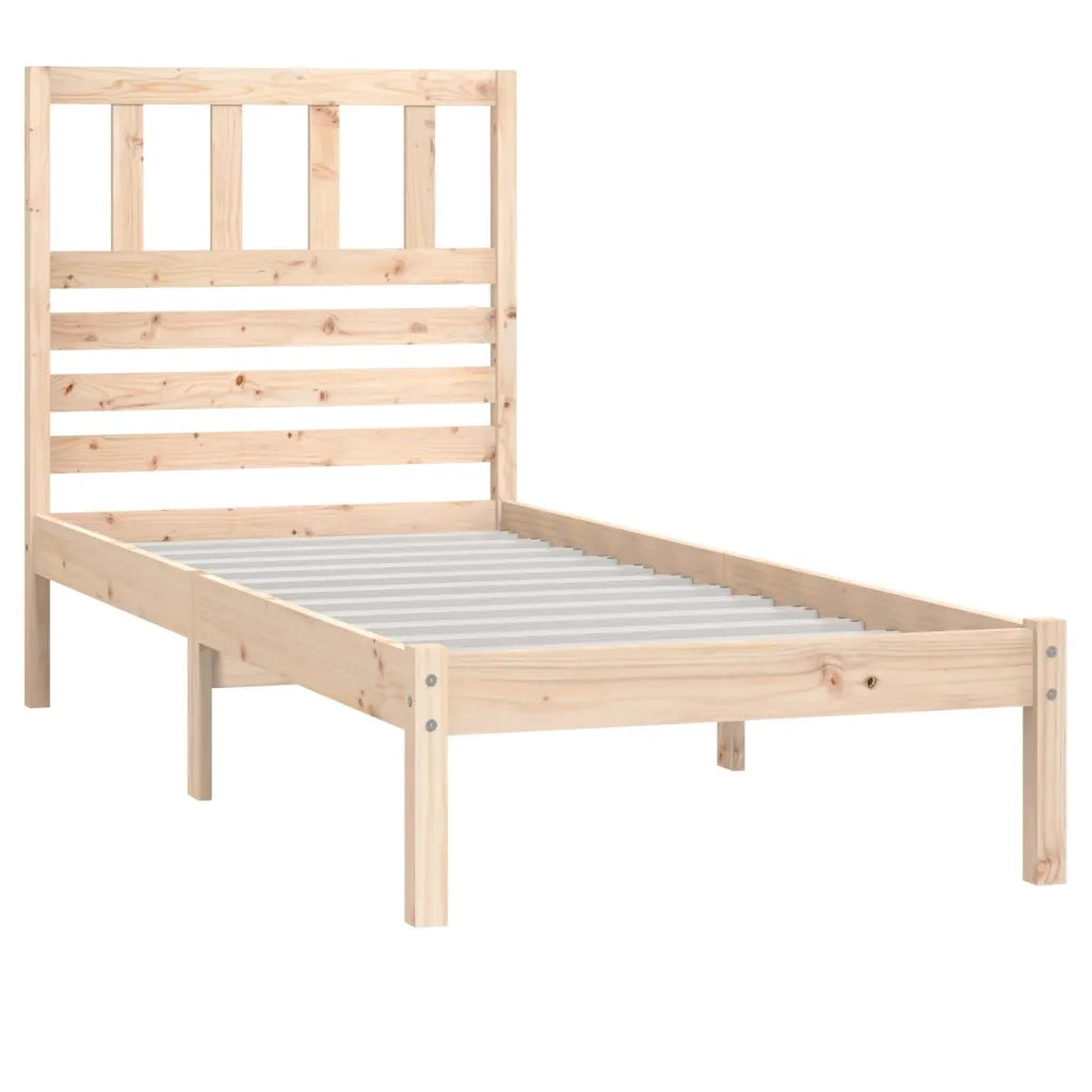 Letto singolo | Letto per adulti | Giroletto in Legno Massello di Pino 90x200 cm