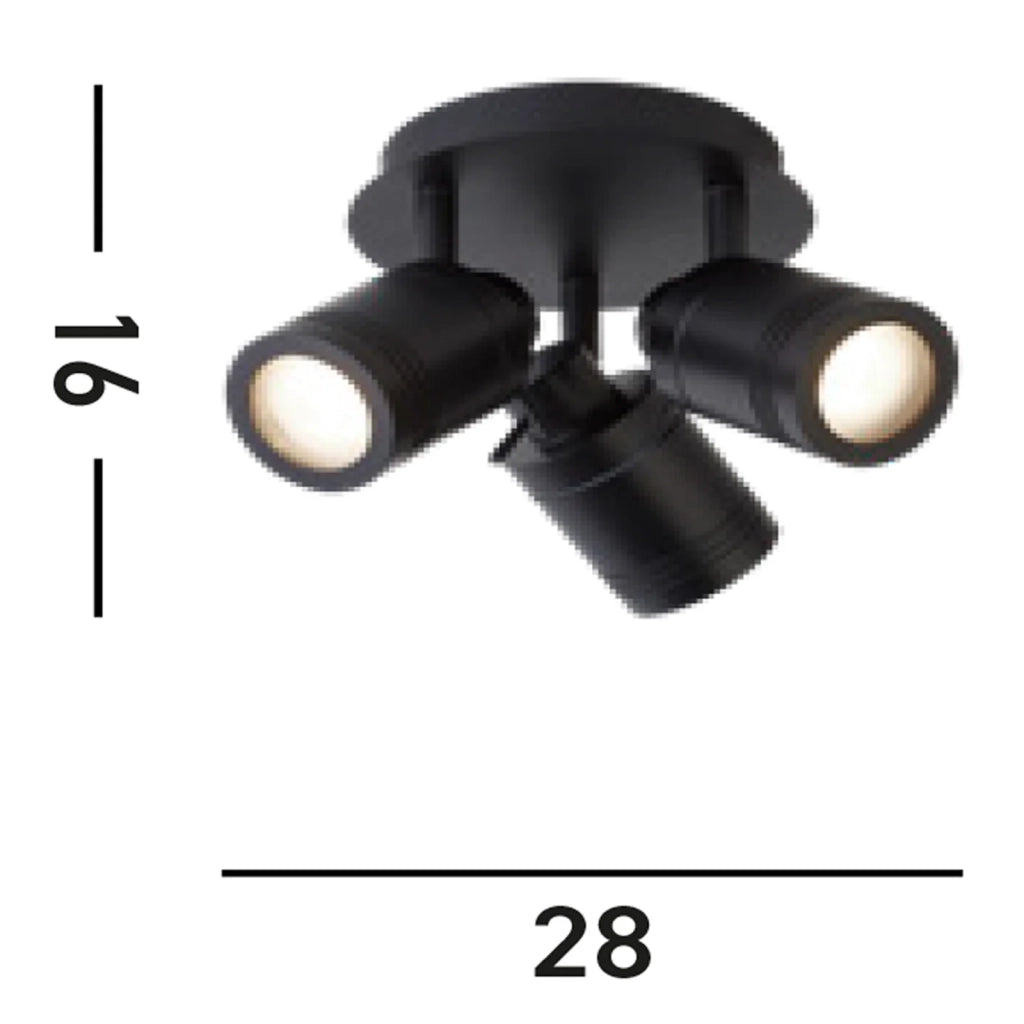 Plafoniera Contemporanea Sansone Acciaio Nero Policarbonato 3 Luci Gu10