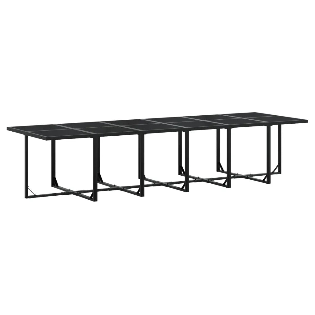 Set da Pranzo da Giardino 17 pz con Cuscini Nero in Polyrattan 3295032