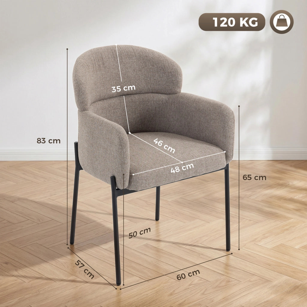 Poltrona Rembourr¨¦ con Schienale Curvo e Braccioli ¨C Minimal ¨C Marrone Chiaro