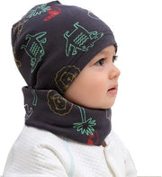 Set di cappello e sciarpa in cotone per bambini, cappello caldo con cappuccio, sciarpa e protezione collo per primavera, autunno e inverno, leone, 2-5 anni (L)