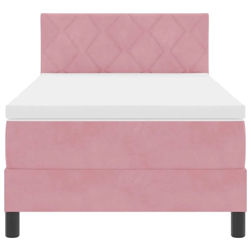 Letto a Sorgente LED con materasso Rosa 100 x 200 cm Velluto 3342703