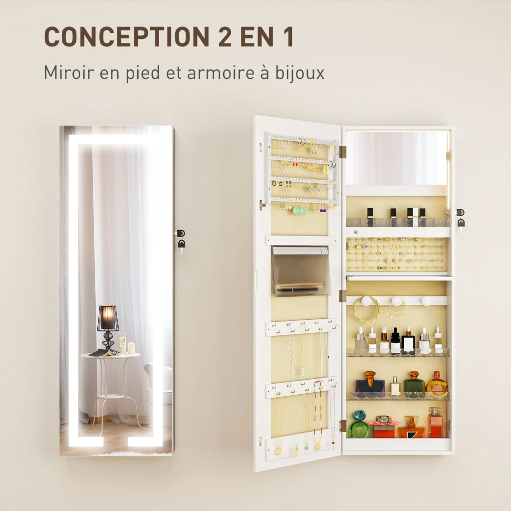 Armadio per gioielli con LED ¨C zephmum ¨C bianco 37x10.5x108 cm