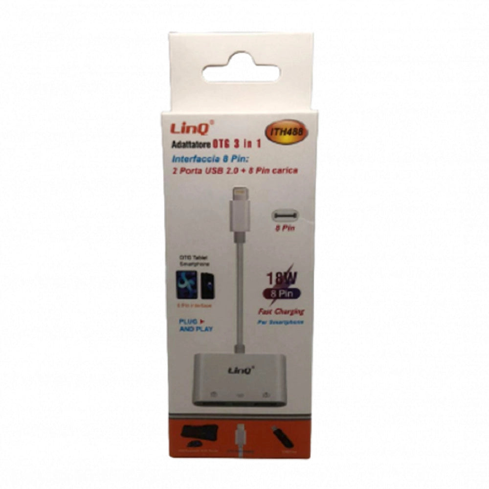 Trade Shop - Adattatore 8 Pin Lettore Schede Memoria Otg 3in1 Lightning + 2 Usb Femmina Ith488 -