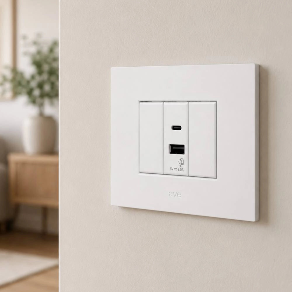 Alimentatore usb da incasso tipo a e c 5v 3a serie s44