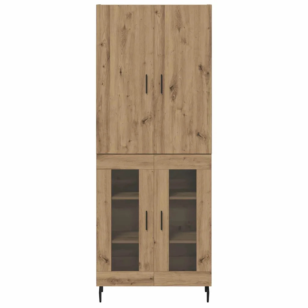 Credenza 2 pcs Legno vecchio Legno Stratificato e Vetro 3403184