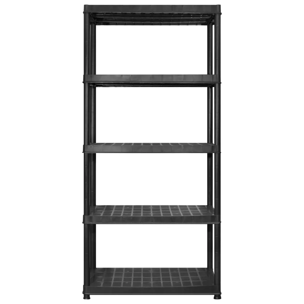 Scaffale a 5 Ripiani Nero 366x45,7x185 cm in Plastica 3059862