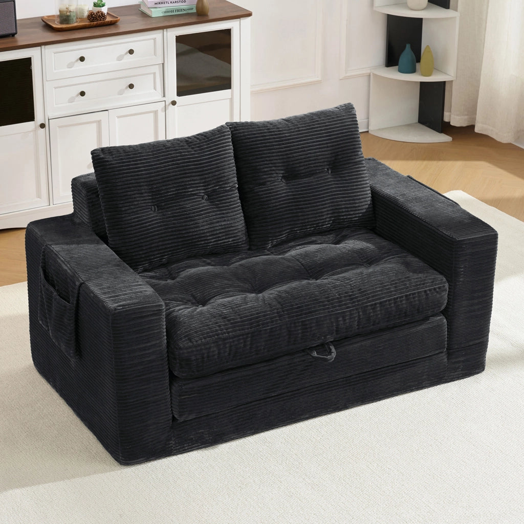 Divano 2 Posti con Braccioli Allargati e Tasche Laterali ¨C MINIMAL ¨C Nero