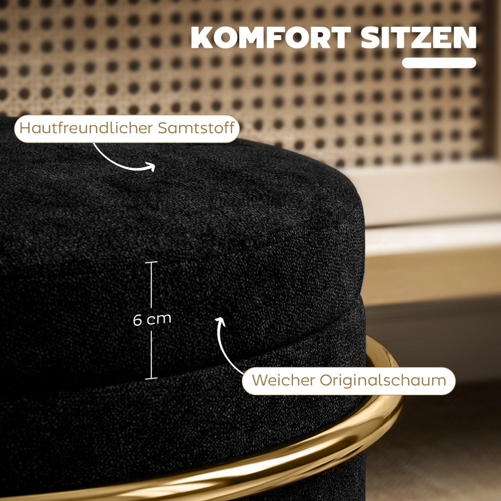 Poltrona pouf con cassetti ¨C zephmum ¨C nero, metallo dorato