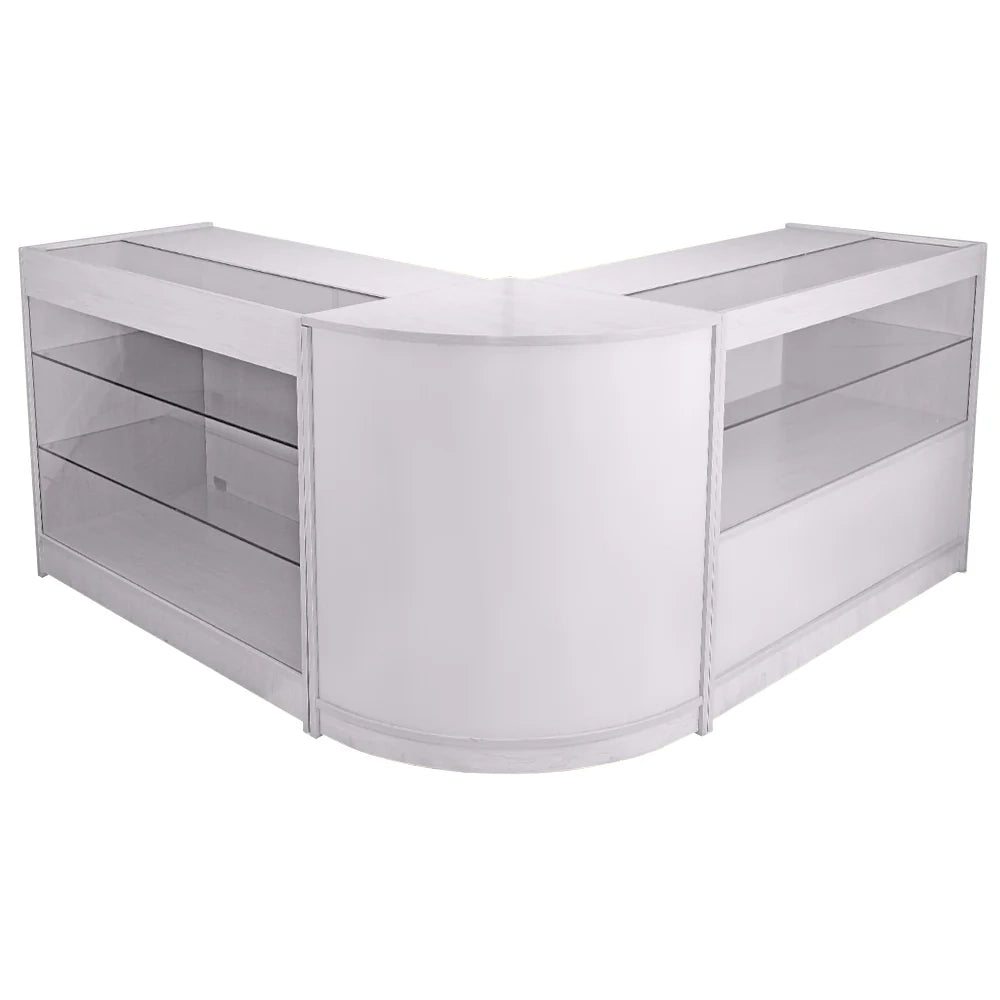 Set Pegasus con 3 Banconi da Negozio e Reception Bianco Brillante Elegante