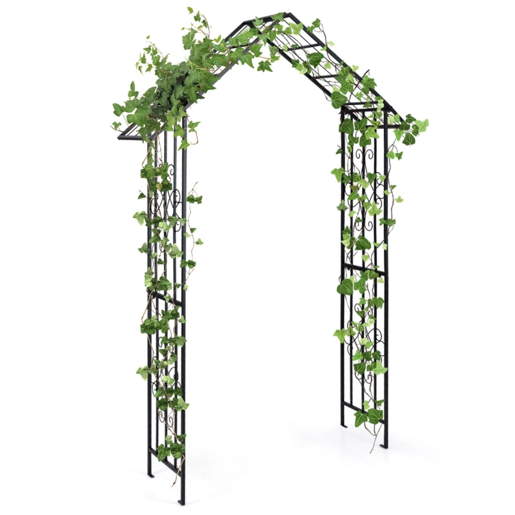 Traliccio da giardino con barre trasversali laterali multiple, Arco da giardino moderno Nero