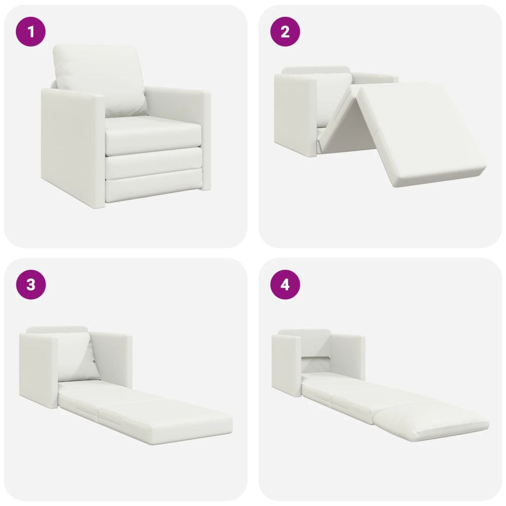 Divano letto | Sof¨¤ letto | Letto singolo 60cm Bianco Pelle Artificiale
