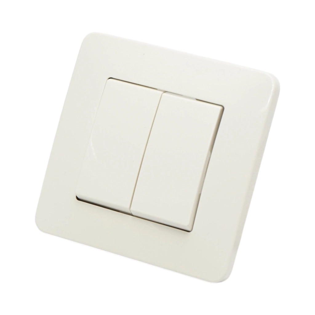 Interruttore doppio, bianco, da incasso, 220V, 10AX, PC 80x80mm