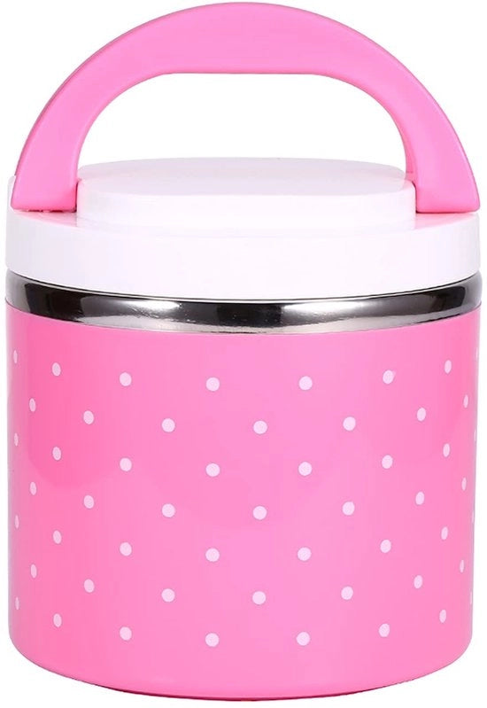 Thermos di 630 ml in acciaio inossidabile - Picnic - Conservazione del calore 1-3 ore - Maniglie antiscivolo - Materiale PP - Rosso