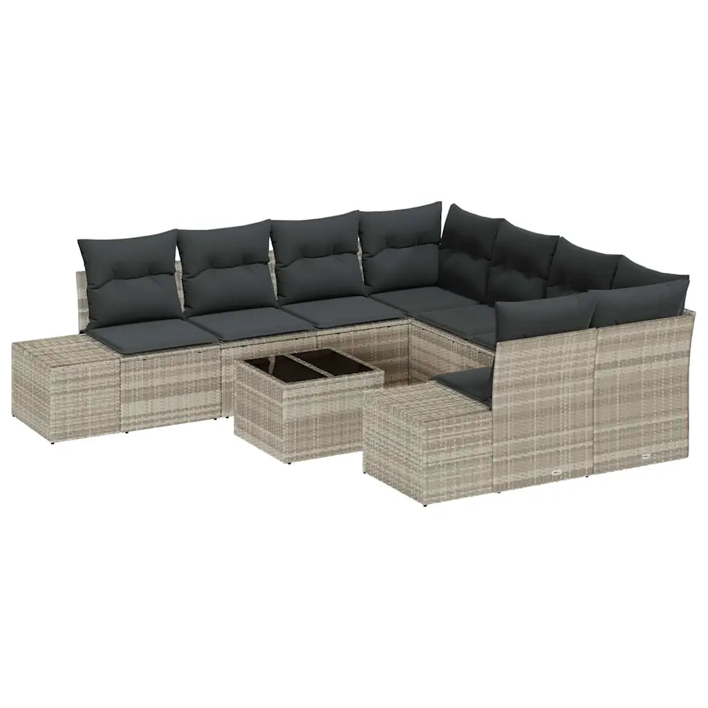 Set Divano da Giardino 9 pcs Grigio chiaro polyrattan 3347002