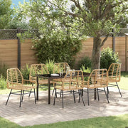 Set da Pranzo per Giardino 7 pcs Marrone polyrattan