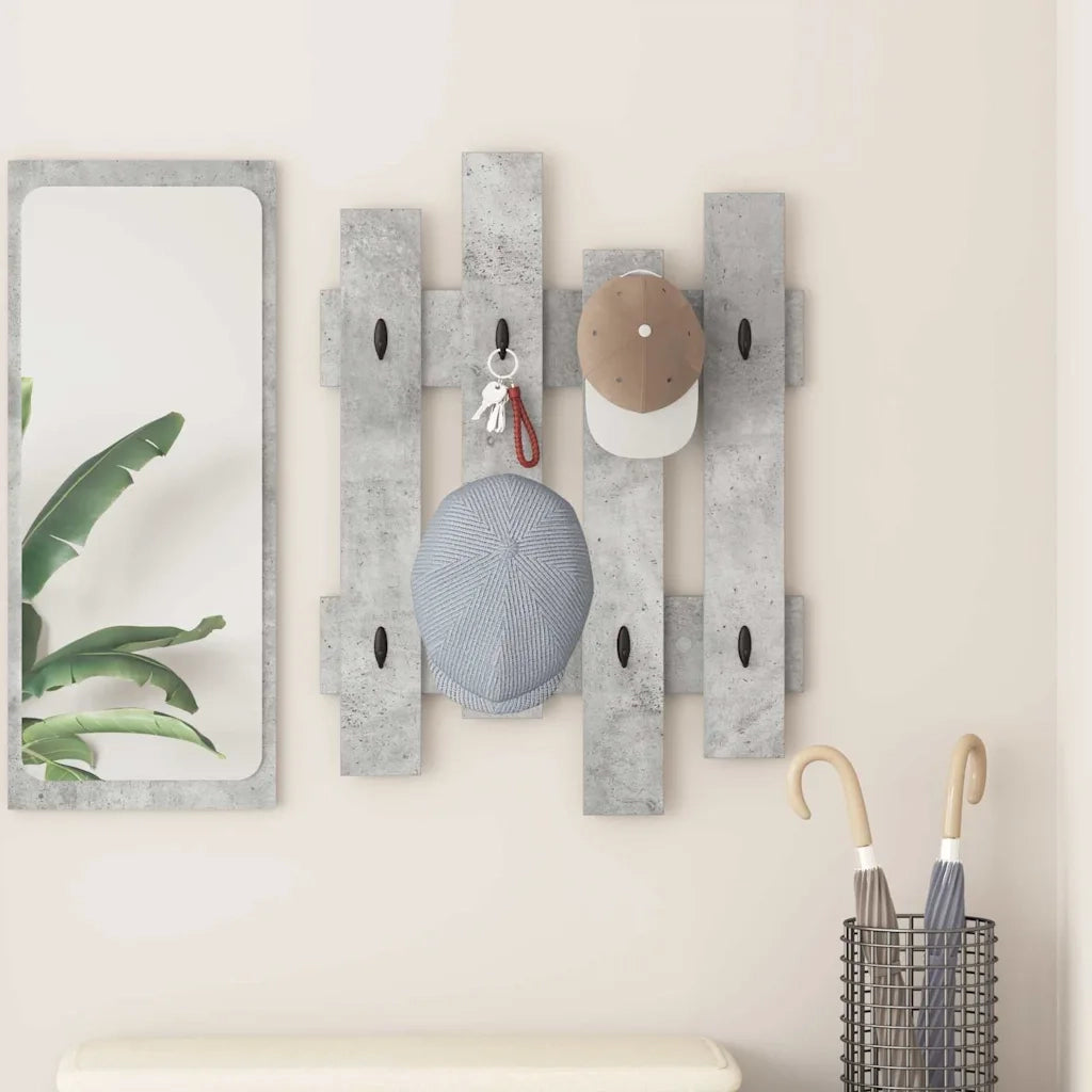 vidaXL Appendiabiti a muro Grigio cemento 60 x 3 x 82 cm