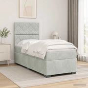 Letto box spring con materasso Grigio Chiaro Singolo Velluto 3453726