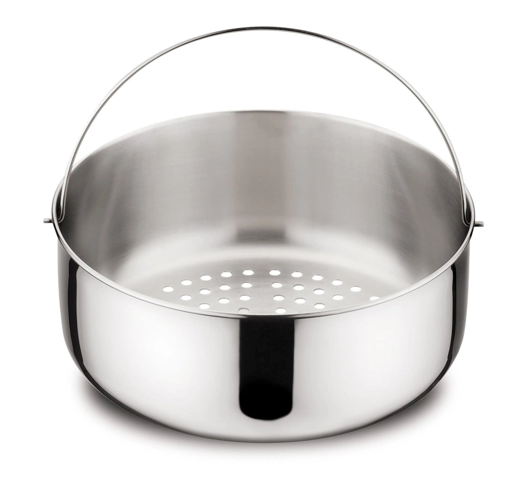 Lagostina 010920260407 Cestello Cuocivapore in Acciaio Inox per Pentola a Pressione Diametro 22 cm Capacita' 7 Litri colore Acciaio