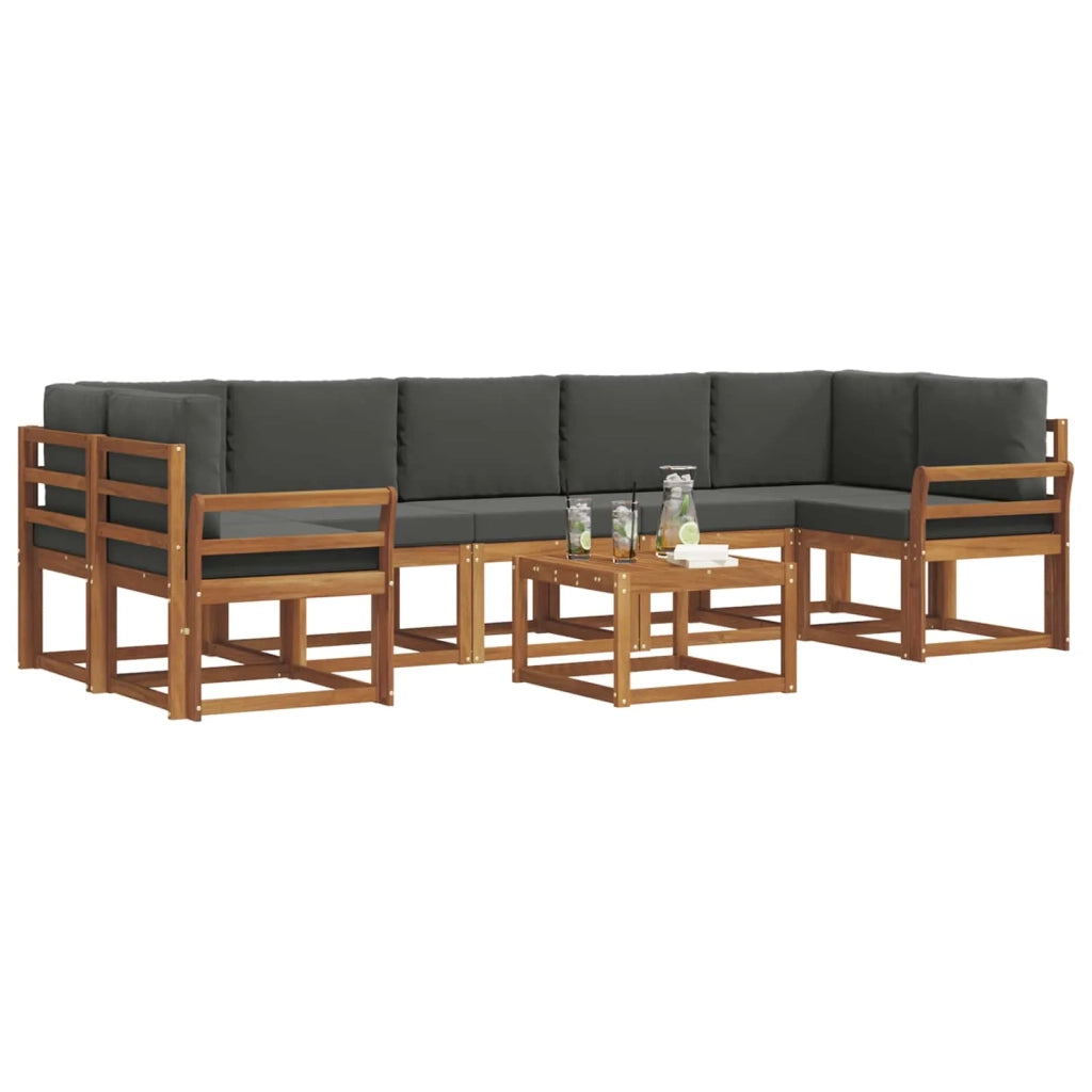Set di divani da esterno con cuscino 8 pcs Naturale e Antracite 3366150
