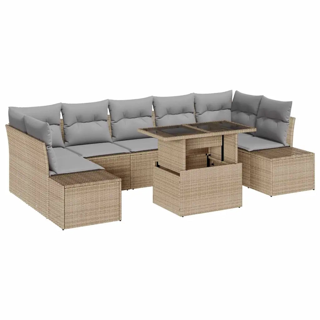 Set di divani 8 pcs Beige e Grigio Chiaro polyrattan 3349136