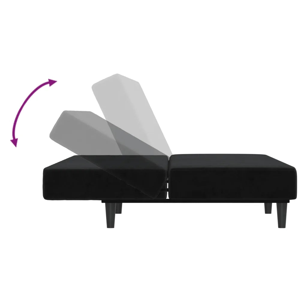 Divano letto | Sof¨¤ letto | Letto singolo a 2 Posti Nero in Velluto