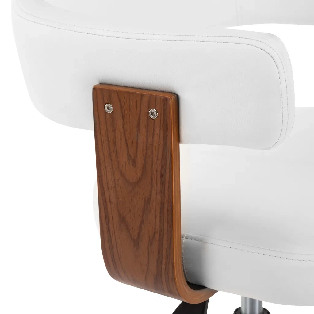 Sedia da Ufficio | Sedia da Gaming Girevole Bianca in Legno Piegato e Similpelle