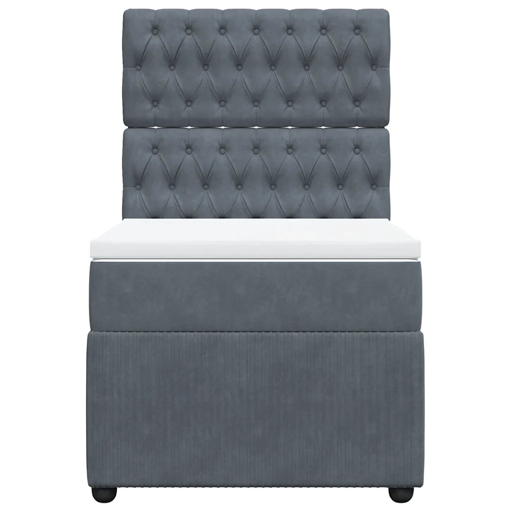 Giroletto a Molle con Materasso Grigio Scuro 90x190 cm Velluto